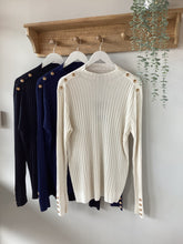 Load image into Gallery viewer, Solo Gold Button Ribbed Jumper
