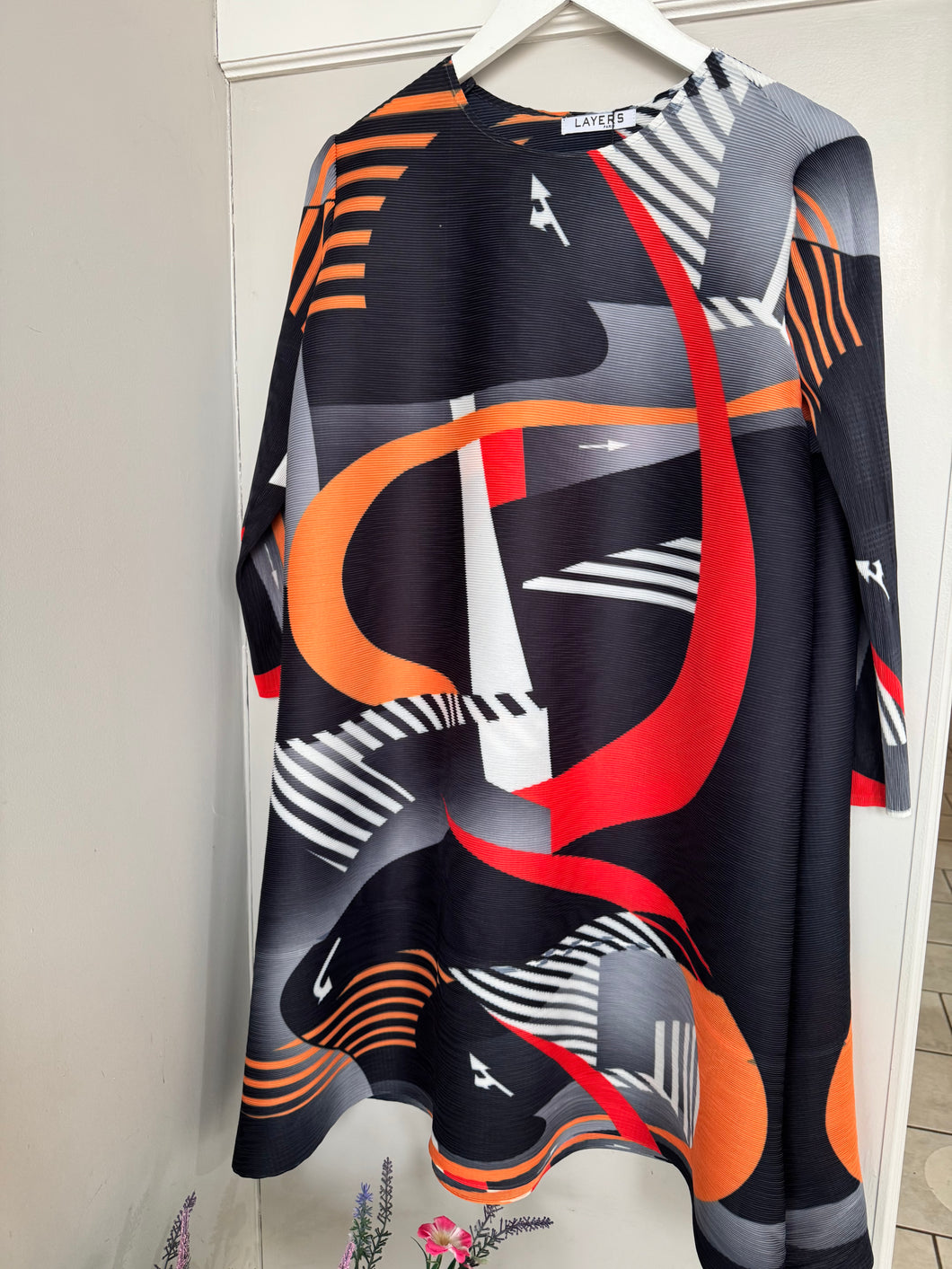Abstract Pleated Dress