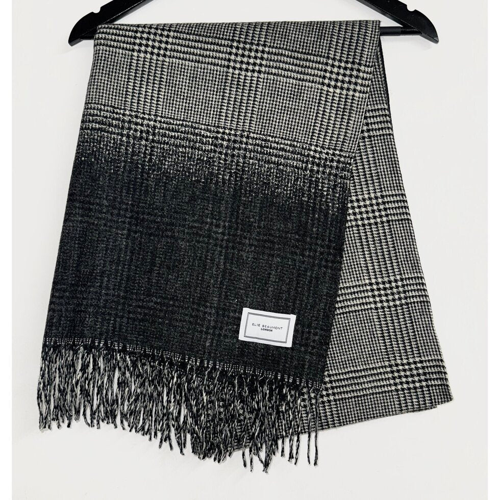 Elie Beaumont Everyday Winter Scarf-dissolving checks (black and ivory)