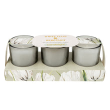 Load image into Gallery viewer, Set of 3 Votive Candles - White Tulip &amp; Bergamot
