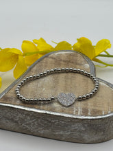 Load image into Gallery viewer, Malissa J Elasticated Diamante Heart Bracelet
