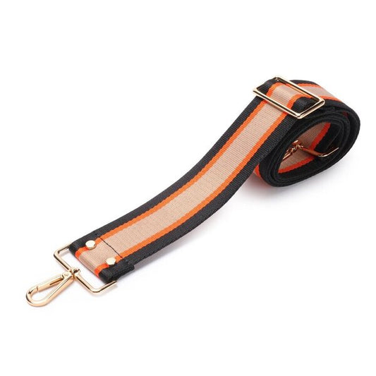 Elie Beaumont Crossbody Strap Orange Black Stripe